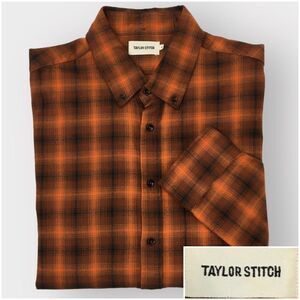 Taylor Stitch Button Down Shirt Mens Size 42 Plaid Flannel Organic Cotton Casual